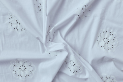 Perforated Blooms - White - Cotton Poplin