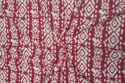 Batik Bloom Stripe - Crimson - Cotton Lawn Hand-Dyed Block Print