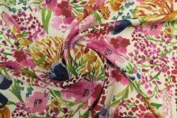 Field Of Flowers - Cream - Viscose Challis Lawn