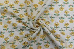 Floral Buti - Marigold - Cotton Lawn Hand-Dyed Block Print
