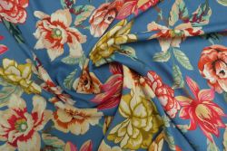 Marlene Floral - Smoke Blue - Viscose Challis Lawn