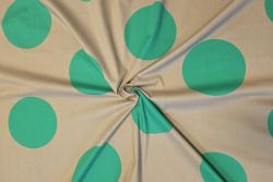 Mega Moon Polka - Emerald - Stretch Cotton Poplin