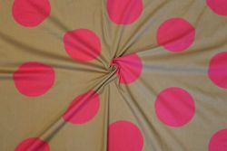 Mega Moon Polka - Fuchsia - Stretch Cotton Poplin