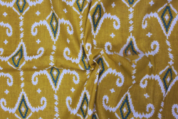 Ochre Diamond - Cotton Lawn Hand-Dyed Block Print