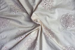 Perforated Blooms - Warm Stone - Cotton Poplin