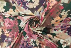 Enchanted Haze Floral - Pink - Sandwashed Silk-Mix Soft Satin Twill