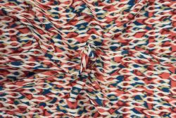 Southwestern Flame-Stitch - Coral - Viscose Challis Lawn