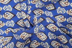 Cobalt Leaflet - Rayon Crinkle