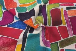 Stained-Glass Blocks - Red - Cotton Pure Lawn