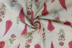 Flora Drop - Rose Pink & Mint - Cotton Lawn Hand-Dyed Block Print