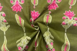 Cypress Botanics - Olive - Cotton Lawn Hand-Dyed Block Print