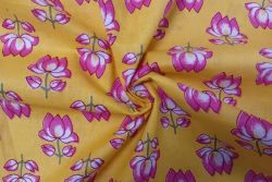 Mini Lotus - Canary Yellow - Cotton Lawn Hand-Dyed Block Print