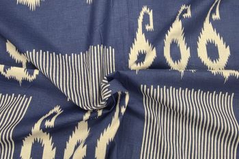 Barcode Motif - Indigo - Cotton Lawn Hand-Dyed Block Print