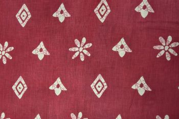 Batik Block Blooms - Crimson - Cotton Lawn Hand-Dyed Block Print