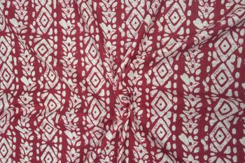 Batik Bloom Stripe - Crimson - Cotton Lawn Hand-Dyed Block Print