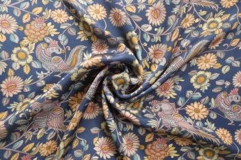 Kalamkari Art - Navy - Pure Cupro