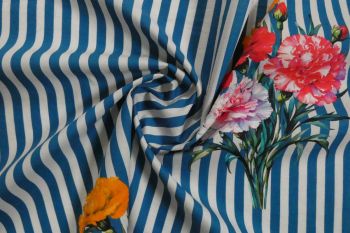 Coastal Carnations - Navy - Cotton Pure Lawn