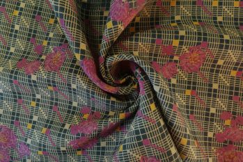 Chrysanthemum Checkerboard - Wool Challis Crepe