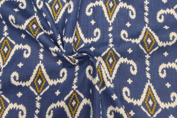 Cobalt Diamond - Cotton Lawn Hand-Dyed Block Print