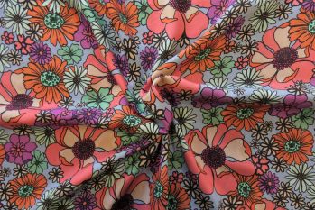 Crayon Flowers - Soft Viscose Twill