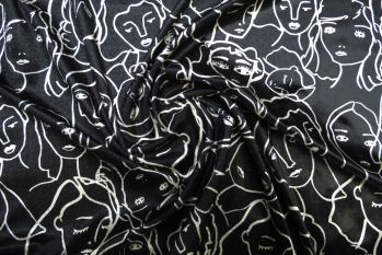 Crowded Faces - Black Plush Velour