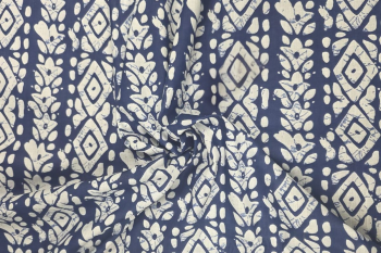 Batik Bloom Stripe - Ink - Cotton Lawn Hand-Dyed Block Print