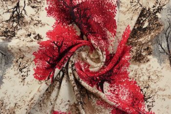 Enchanted Forest - Red - Viscose Challis Lawn