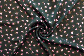 Fleurs Élégantes - Noir Viscose Challis Lawn