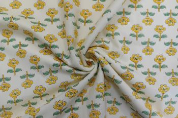 Floral Buti - Marigold - Cotton Lawn Hand-Dyed Block Print