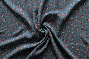 Floral Remix - Steel Blue - Challis Lawn