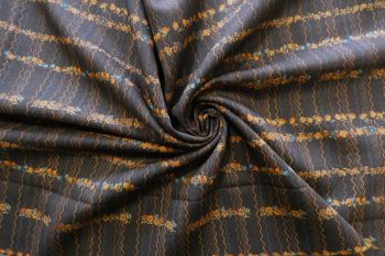 Floral Waves - Brown - 100% Wool Challis