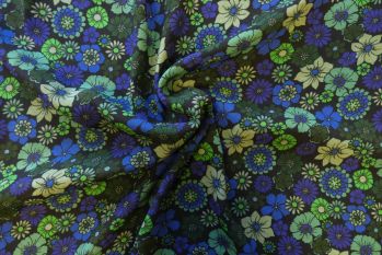 Flower Power - Green - Viscose Morracain Crepe