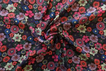 Flower Power - Pink - Viscose Morracain Crepe