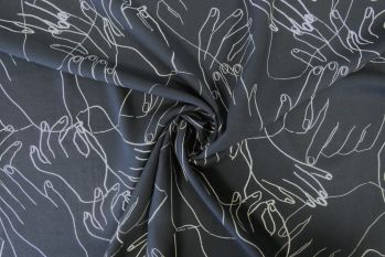 Hands On - Midnight Viscose Challis Lawn