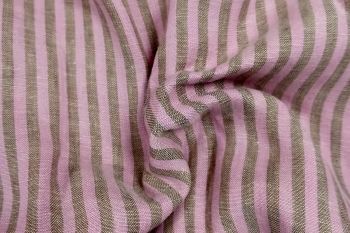 Coastal Bleached Linen Chambray Stripe - Rose