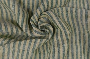 Coastal Bleached Linen Chambray Stripe - Sage