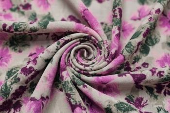 Velvet Orchard - Marbled Sandwashed Linen-Mix Crepe