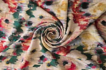 Petals In The Rain - Marbled Sandwashed Linen-Mix Crepe
