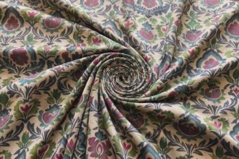 The Kensington Arabesque - Fern - Sandwashed Silk-Mix Soft Satin Twill 