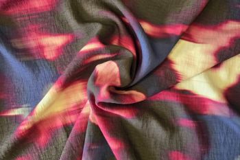 Aquarelle Dusk - Marbled Sandwashed Linen-Mix Crepe