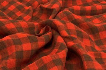 Gallery Gingham - Laundered Pure Linen Collection - Cinnamon