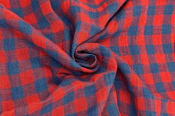 Gallery Gingham - Laundered Pure Linen Collection - Claret