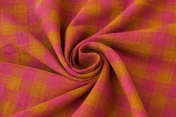 Gallery Gingham - Laundered Pure Linen Collection - Rose