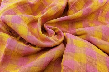 Gallery Gingham - Laundered Pure Linen Collection - Canary