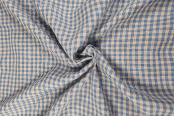 Homestead Gingham - Laundered Pure Linen Collection - Kingfisher