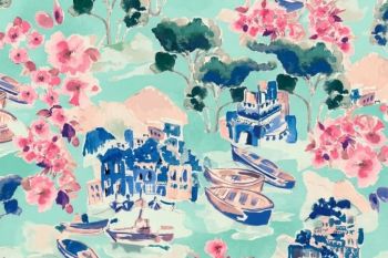PRE-ORDER Life In Venice - Aqua - Viscose Challis Lawn