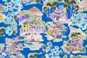 PRE-ORDER Life In Venice - Royal Blue - Viscose Challis Lawn