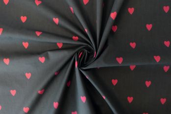 Lovehearts - Black - Cotton Marlie-Care Lawn