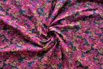 Magenta Blooms - Viscose Crepe Jersey