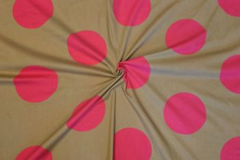 Mega Moon Polka - Fuchsia - Stretch Cotton Poplin